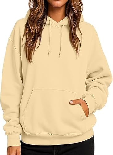 Image of Hoodies For Women Uk Oversized Sweatshirts Fleece Hoodies Hooded With Pocket Tops Sweaters Casual Sweatshirt 2026 Trendy Loose Long Sleeve Fall Winter Fashion Ladies Outfit Beige M