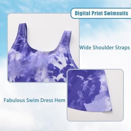 Image of Girls One Piece Swimsuits Leopard Bathing Suit for Kids Hawaiian Swimwear with Skirt Swim Dress 3-16 Years