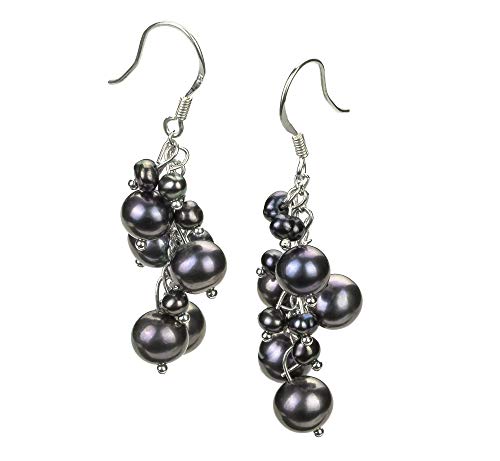 Brisa Black 3-7mm A Quality Freshwater Alloy Cultured Pearl Earring Pair For Women