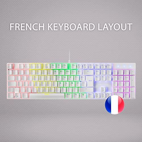 Teclado mecánico Mars Gaming MK422 blanco con switch rojo e idioma francés 6