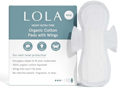 LOLA Organic Cotton Pads, 144 Ct – Ultra Thin Pad with Wings, Cotton Organic Pads for Women, HSA FSA Approved Products Feminine Care, Heavy LOLA Organic Cotton Pads, 144 Ct – Ultra Thin Pad with Wings, Cotton Organic Pads for Women, HSA FSA Approved Products Feminine Care, Heavy