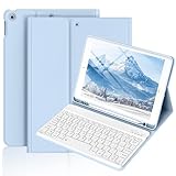 BQDIYOO Keyboard Case for iPad 9th/8th/7th Generation(2021/2020/2019), 10.2 inch iPad 9/8/7 Case with Keyboard, Auto Wake Sleep Cover with Pencil Holder, Blue