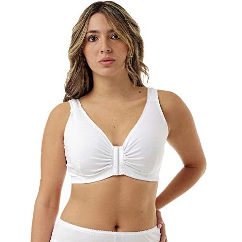 Underworks Mastektomie-BH mit Tasche - Brustform-Pads enthalten - Verstellbar - Baumwolle Komfort und Freizeit - Wei� - 120/125B/C/D