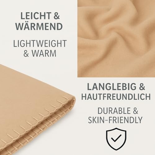 Betz Fleecedecke 130x170 cm 180g/m² – Weiche Wohndecke & Kuscheldecke – Flauschige Sofadecke als Tagesdecke – Leicht, wärmend & pflegeleicht – Farbe Sand