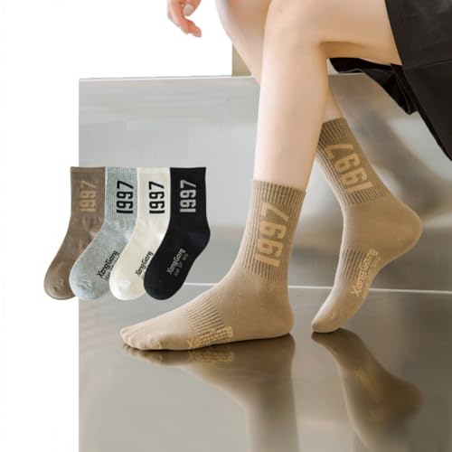 4 Pairs Mens Running Crew Socks Breathable Comy Athletic Sports Socks