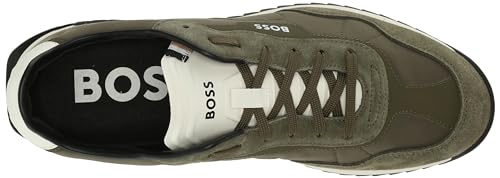 Image of BOSS Men's Zayn Low Profile Suede Leather Two Tone Sneaker