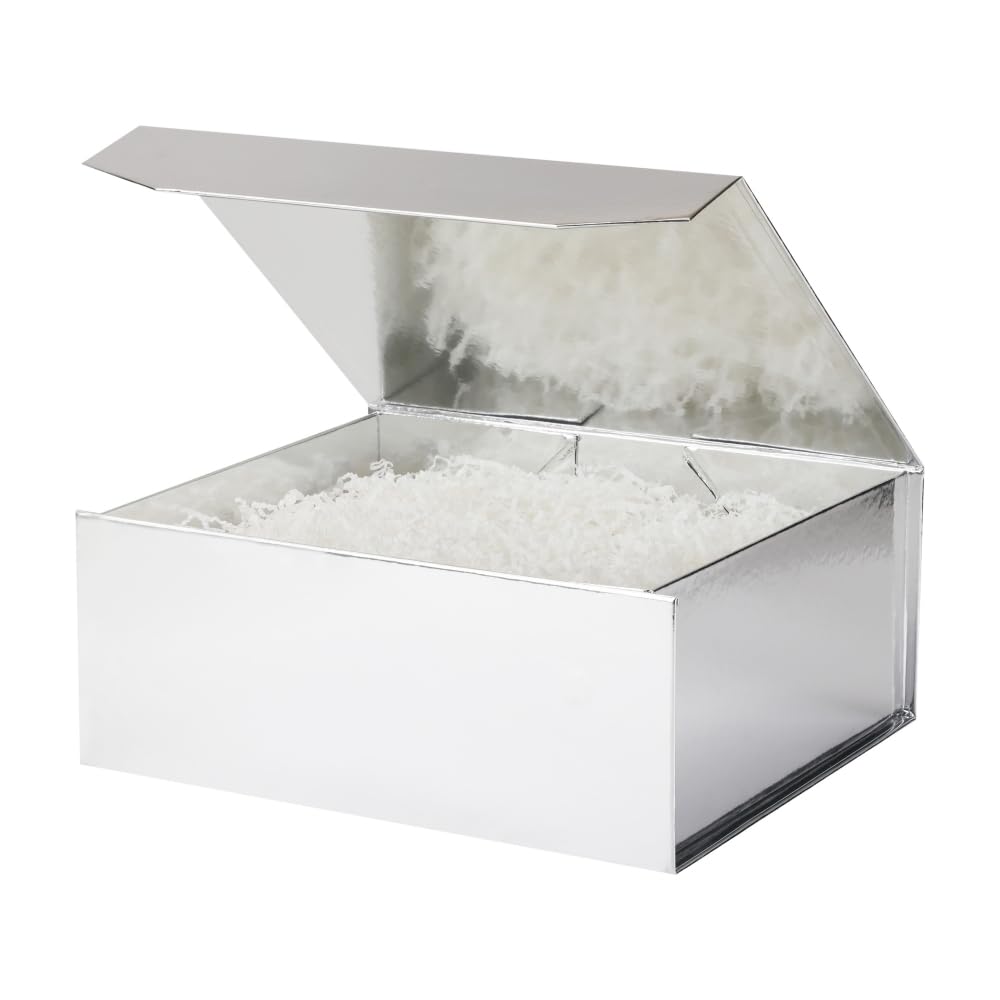 PACKGILO Silver Large Magnetic Gift Box with Lid 13x11x5.3 In 1 Pack โ image 1