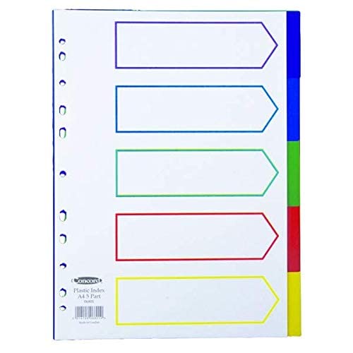 Concord Divider 5-Part A4 Polypropylene Multicoloured 06801+ Finchley Pen Free