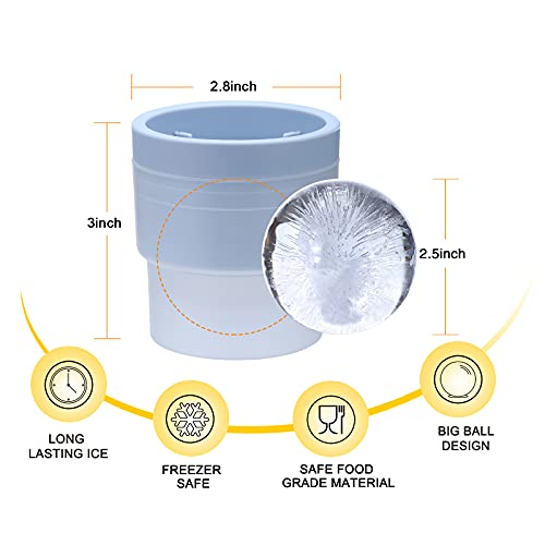 Moldes de Bola de Hielo LORSIA, Set de 4, 2.5 pulgadas miniatura 2