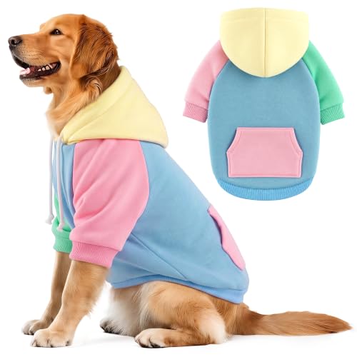 BAOBICUTE Dog Basic Hoodie Soft Dog Clothes Cold Weather Sweaters for Medium Large Dogs Cozy Fabric Warm Sweatshirt with Leash Hole for Boys