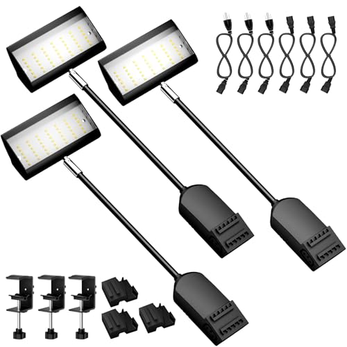 Trade Show Booth Lights, LED Display Lighting For Trade Shows,Portable Exhibit Arm Lighting,Connectable Craft tradeshow Lights Include Clamps,Mounting Brackets,Power Cables,Connect Cables (3pcs Black)