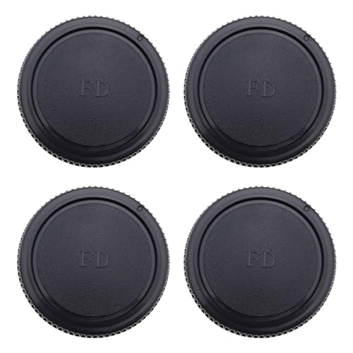 eMagTech 4Pcs Camera Front Body Cap Protected Against Dust and Damage Compatible with Vintage Canon FD A-1 AE-1 AV-1 at-1 Compatible with FD-EOS Black