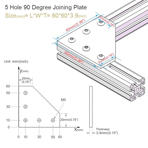Image of 8 Sets 2020 Aluminum Extrusion T Slot Corner Bracket 20 Series Extruded Hardware L Shape Joint Plate with Nut Bolt for 20 /20 20mm T V Slot Black Aluminum Profile Connector Accessories