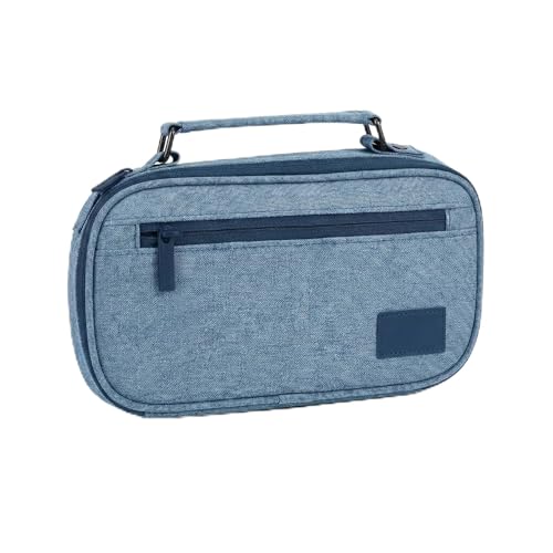 Estojo Escolar Grande com Alça – Bolsa Organizadora para Lápis, Canetas e Acessórios – Resistente, com Zíper Duplo – Ideal para Escola, Faculdade ou Escritório – Unissex', D7-Store (CINZA AZULADO)