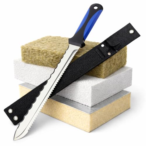 Professional Insulation Knife with Safety Sheath – Serrated Stainless Steel Saw for Cutting XPS & PIR Foam Board, Rockwool, Mineral Wool, Polystyrene and Loft Insulation (BHSC)