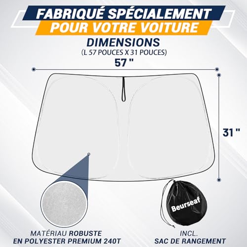 Beurseaf Pare-Soleil Voiture,Pare-Brise de Voiture,Protection UV Voiture,2025 Pliable Parasol réfléchissant avec Protection UV pour Pare-Brise Voiture (L) – vue 4