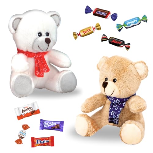 Assortiment de 2x20 Mini-Chocolats Célébrations, Milka, Kinder Schokobons et Mini Bueno, Daim accompagnés de leurs Oursons | Cadeaux prêts à Offrir