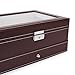 12 Slots Watch Box Mens Watch Organizer PU Leather Case with Jewelry Drawer for Storage and Display