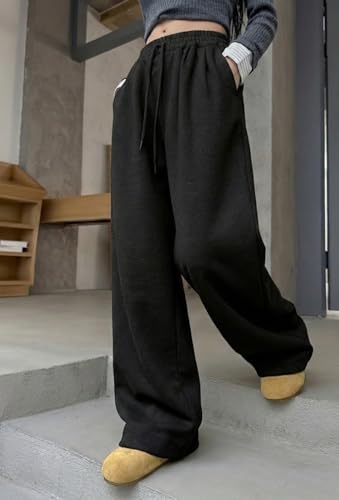 Image of dockstreet Straight Long Length Trouser Style Drawstring Contrast Belt Black and White Trackpant for Women /Trending, Relaxed Casual Lowers for Women