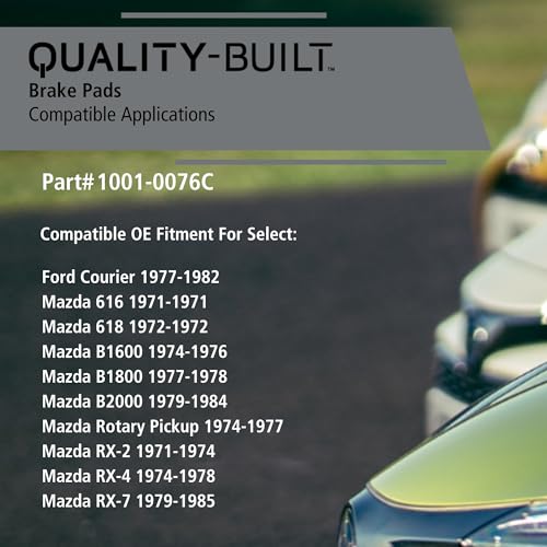 Image of QUALITY-BUILT Front Ceramic Brake Pads, Premium 1001-0076C, Compatible with 1971-1985 Ford /Mazda (616, 618, B1600, B1800, B2000, Courier, Rotary Pickup, RX-2, RX-4, RX-7)