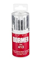 Dormer A191413 HSS High Speed Steel Jobber Drill Bits with 118 Degree Standard Point, Set of 13