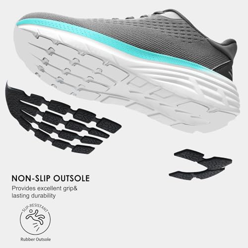 Image of Women's Wide Toe Box Walking Shoes Comfortable Cushioned Tennis Nursing Bunions Shoes Breathable Non Slip Gym Sports Athletic Running Fashion Sneakers Grey Size 8