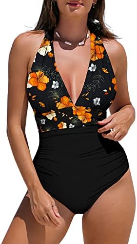 popvil Women’s One Piece Swimsuit Tummy Control Ruched Bathing Suit V Neck popvil Women’s One Piece Swimsuit Tummy Control Ruched Bathing Suit V Neck