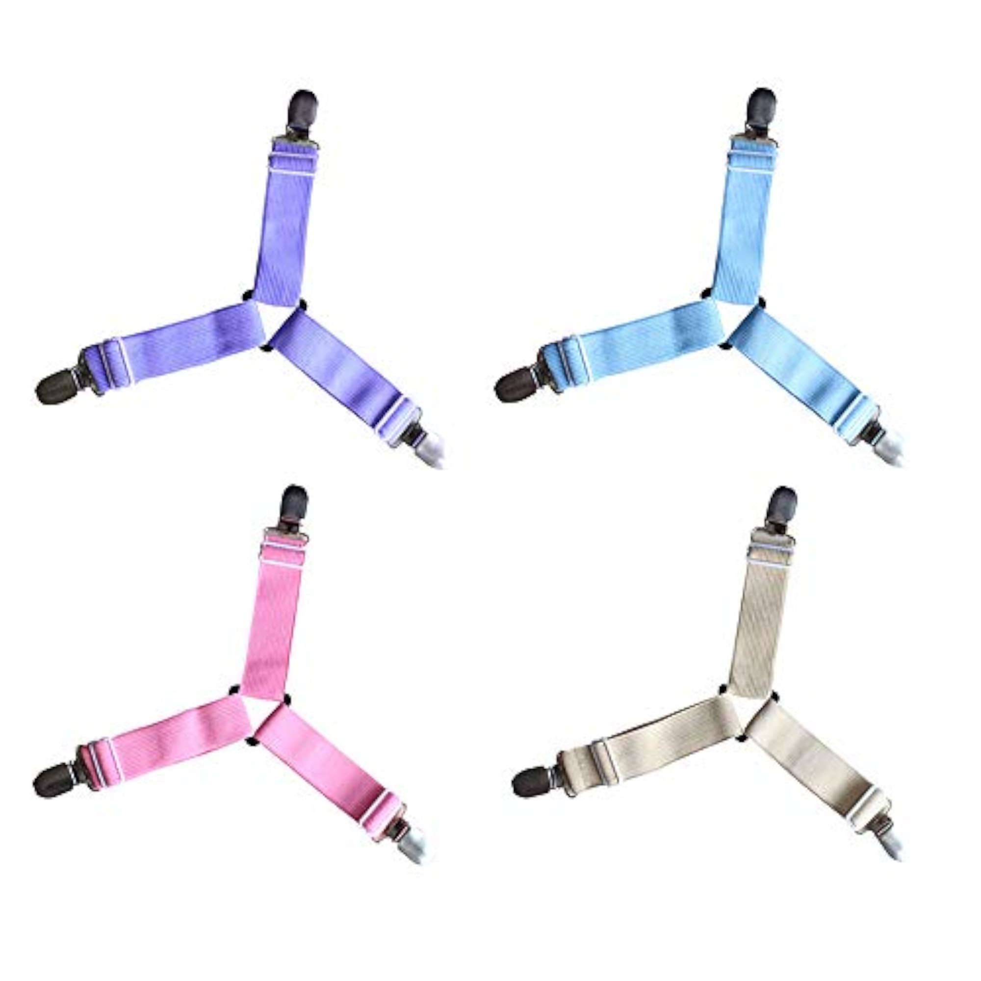4Pc Adjustable Triangle Bed Sheet Fasteners, Blue