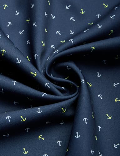 Hardaddy Men's Pattern Long Sleeve Button Down Graphic Printed Business Casual Dress Shirts with Pocket Navy Blue XXL