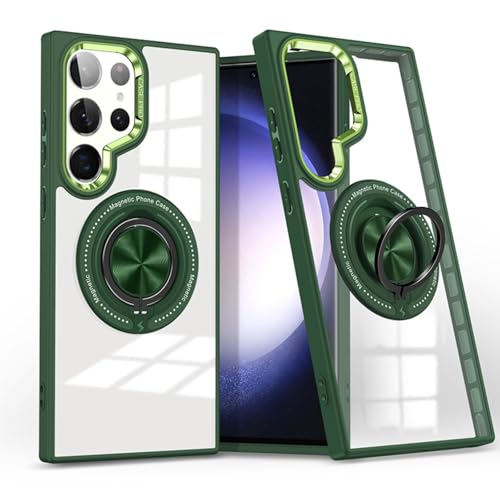 MagSafe�Ή� Galaxy A55 �p �P�[�X ���� ���΂݂Ȃ� 360�x��]�X�^���h �S�ʕی� galaxy A55 �p PC�n�[�h�P�[�X �y�� ���ϋv�� �w��h�~ �ϏՌ�(�O���[��)
