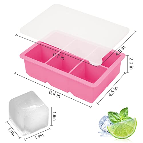 Excnorm Silicone Ice Cube Trays, 3‑Pack Large Square Molds with Lid - image 3