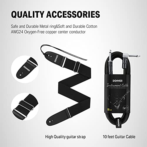 Donner 39 Inch Jazz Electric Guitar Tl Thinline F Hole Beginner Full Size Hollow Guitar With H-H Pickups,Bag, Strap, Cable,Sunburst(Djc-1000S) #TOP6