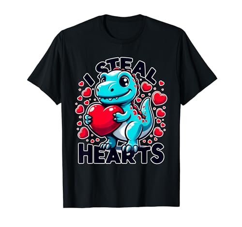 T-Rex Heart Love Valentines Day Tee - Dino Lover Ragazzi Bambini Maglietta