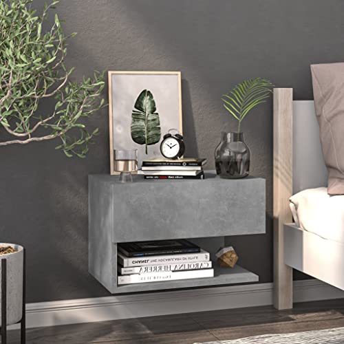 ZQQLVOO Mesita de noche, mesa auxiliar, mesa de teléfono, mesita de noche de pared, color gris hormigón