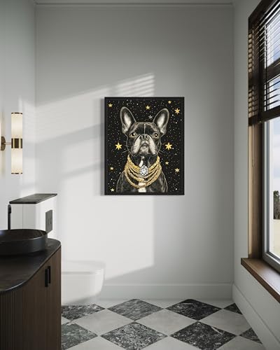 Image of Boston Terrier Pimp Black Framed Wall Art Print Poster, Dog Pet Lover Picture Painting Artwork Bedroom Living Room Office Dining Room 150D (Boston Terrier Pimp, 10 inch L x 8 inch W, Black Frame)