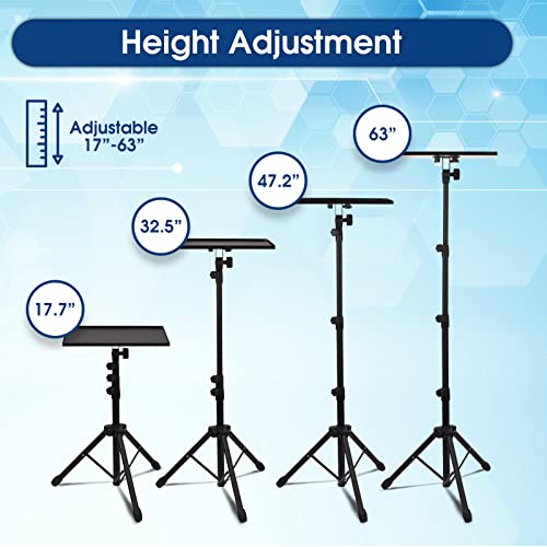 Projector Tripod Stand - Universal Tripod Stand For Projector And Laptop - Standing Laptop Stand With Connecting Mouse Tray And Adjustable Height From 23-63 Inches - Tripod Desk For Stage And Studio #TOP5