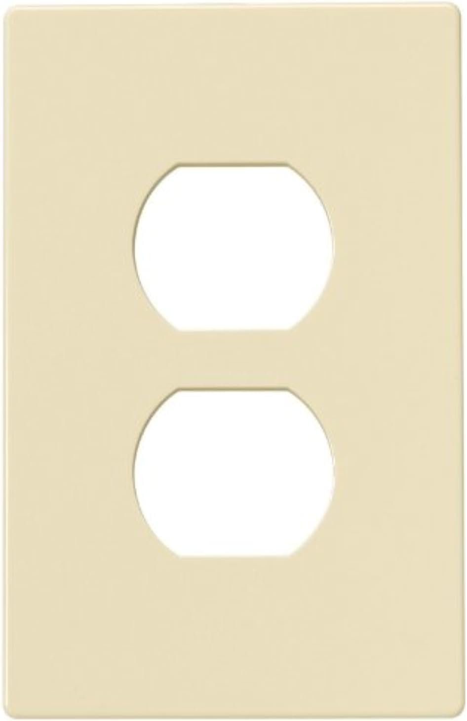 Eaton PJS8A Polycarbonate 1-Gang Screwless Duplex Receptacle Mid Size Wall Plate, Almond