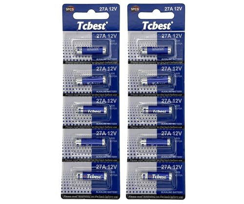 10 pilas alcalinas especiales Dunamis 27A A27 de 12 voltios, AKA MN27 L828, para uso en mandos a distancia, timbres inalámbricos, sistemas de seguridad, etc. (paquete de 10)