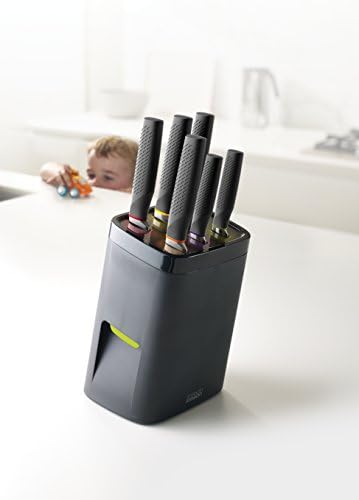 Joseph Joseph LockBlock, Self-Locking Knife Block with 6 Stainless Steel Knives, Black