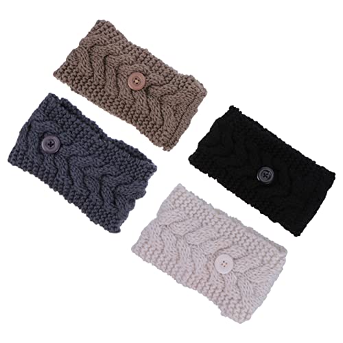 FOYTOKI 4Pcs Knitted Button Headband for Ear Protection and Warmth Elastic Hair Band for Face Masks Stylish Winter Ear Warmers