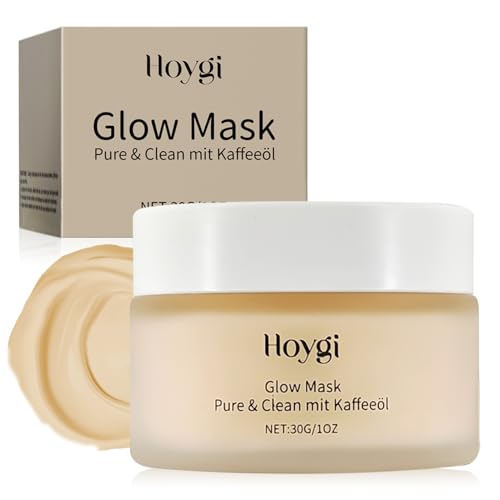 Glow Mask 30 g, Maschera Viso con Olio di Caffè, Crema da Notte Giornaliera, Riduce i pori Visibili e Arrossamenti, Idratante e Illuminante, per Tutti i Tipi di Pelle