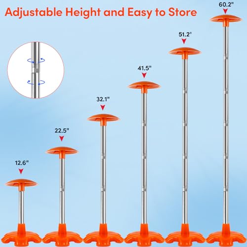 Boat Cover Support Poles 2 Pack, Height Adjustable Stainless Steel Support Pole with Rubber Base,Prevent Rain/Snow from Accumulating,Including Webbing Straps (Orange) by BALAVA - Image 3