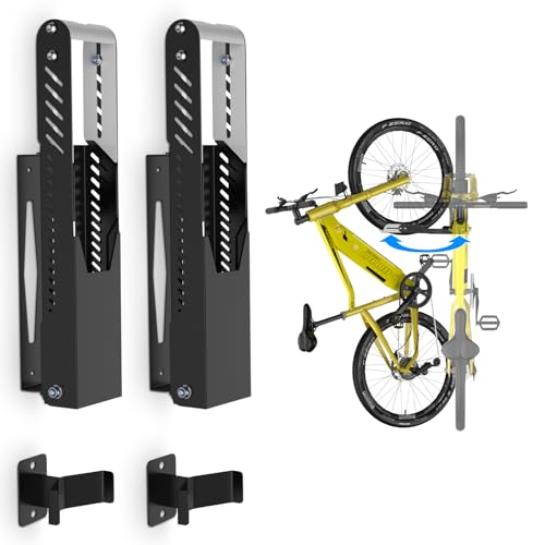 IMAYCC Professional Swivel Bike Wall Mount, Higher Quality Vertical Adjustable Foldable Bike Rack Wall, No Lifting Required Wall Mounted Bike Rack, Space Saving for Home Garage Storage(2 Pack)