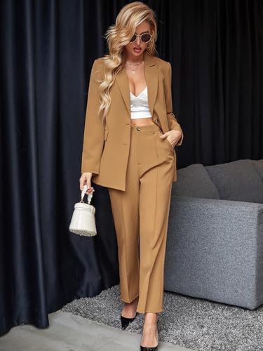 Women's 2023 Fall Outfits Late Fall Frenchy Single Breasted Blazer & Pants Business Casual4