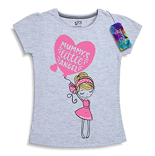 Image of minicult Girls Half sleeeves Cotton Tshirt with Cute Prints and Colorfull (Pink) (Pack of 5)