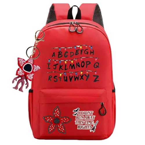 FFNXKLDZSW Backpack with Demogorgon Keychain Anime Cosplay Laptop Backpack for Women Durable Travel Daypack