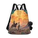 Mochila para mujer, antirrobo, bolsillo trasero con cremallera, mochila de viaje, Naranja Desert Riders