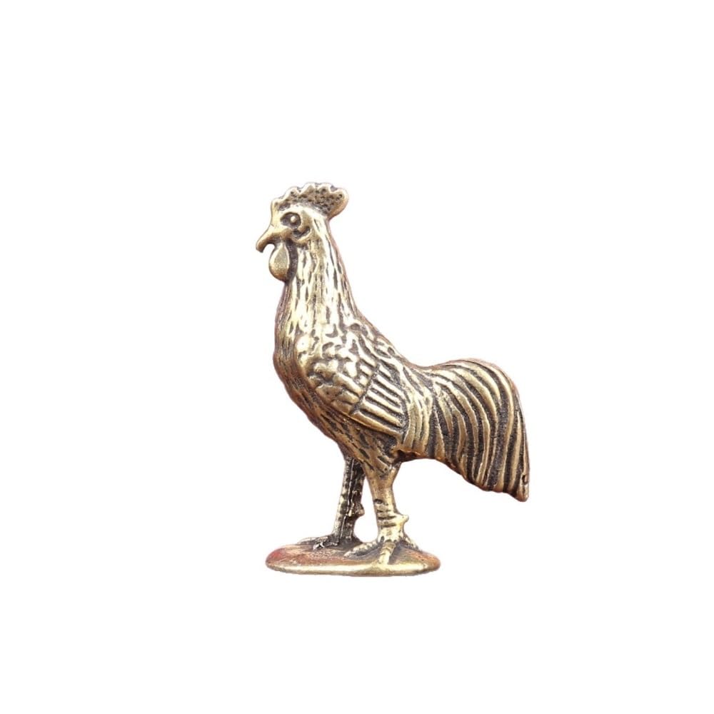 Huffa Brass Rooster Ornaments For Home Office Desk Decor, Pure Copper Chicken Figurine Gift