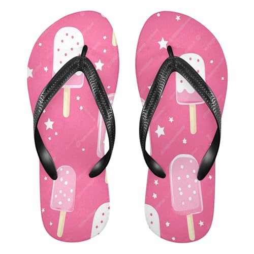 CEBUGI Unisex Flip Flop -Flat Sandal -NonSlip Couple Slippers -Natural Rubber Foam Soles Ultimate Comfort and Durability for Indoor Outdoor|Ice Cream