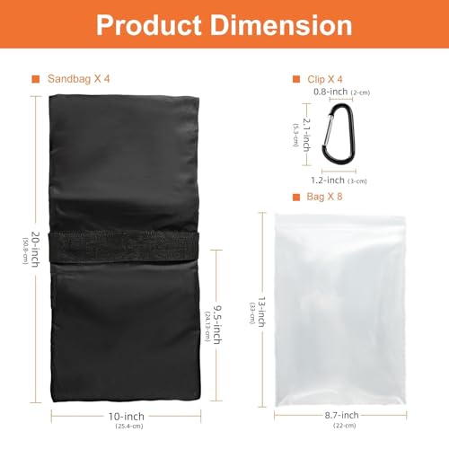 Jiang&Rong 4 Pack Sandbag Weight Bags for Tripod Stand, Backdrop Stand, Canopy Tent, Outdoor Patio, Fishing Chair, Picnic Table - Black by Jiang&Rong - Image 2
